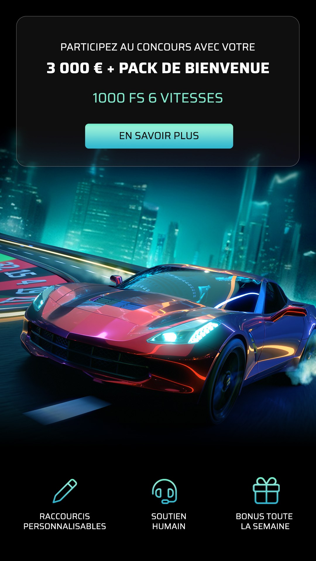 casino grandz icône du iPhone 7+ avec une voiture de course rouge